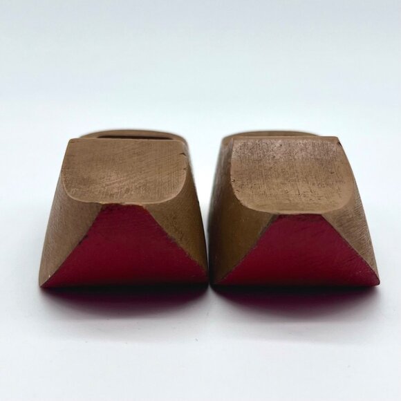 Vintage Mini Wooden Dutch Clogs Souvenir Red Bottom Pair - Picture 3 of 10